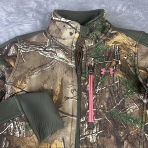 Under Armour Jacket Womens Medium Green Camo UA Storm Fleece Full Zip Outdoor